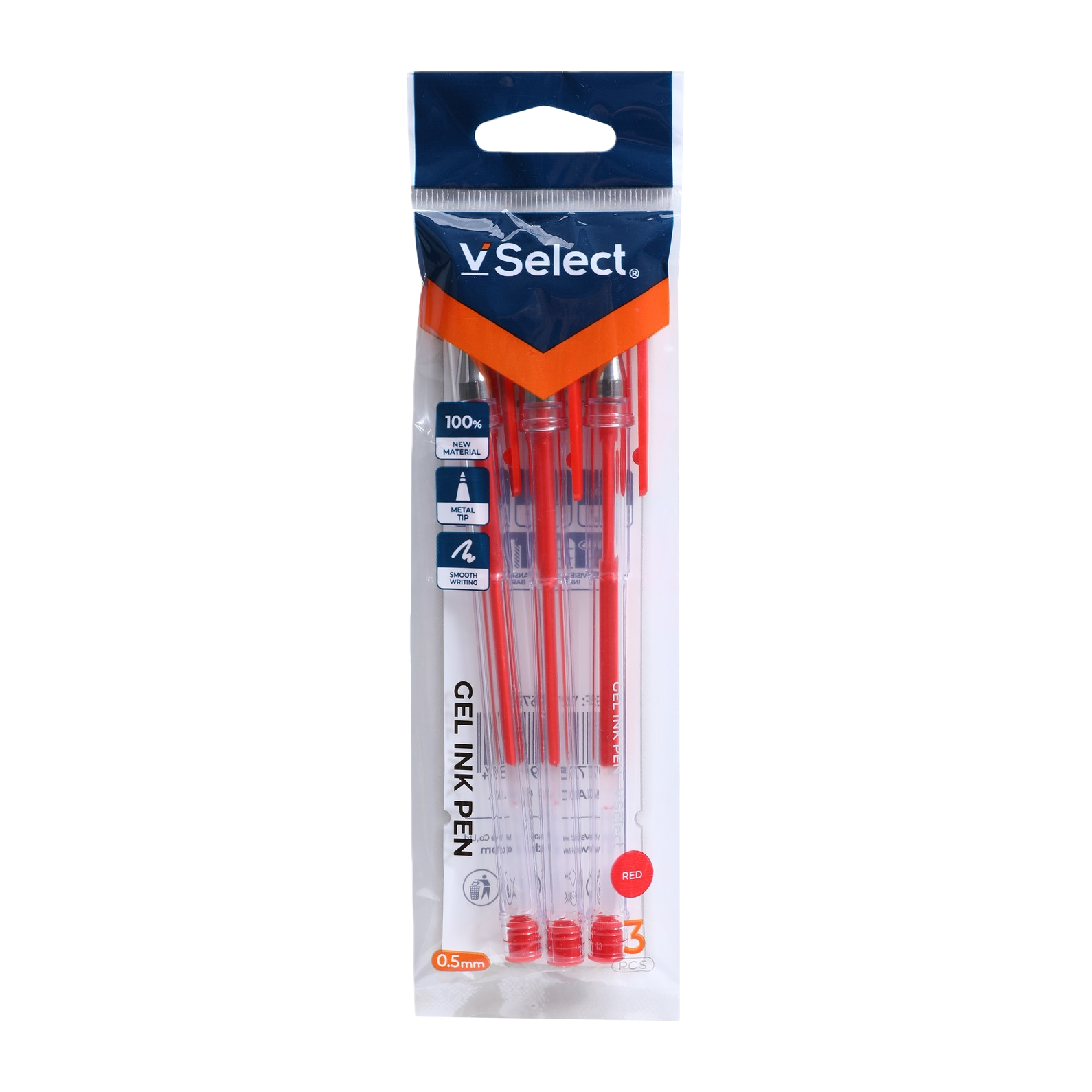 Red 0.5mm gel pens, 3 pieces per bag, exclusively for export. Minimum order quantity: one box Item Picture