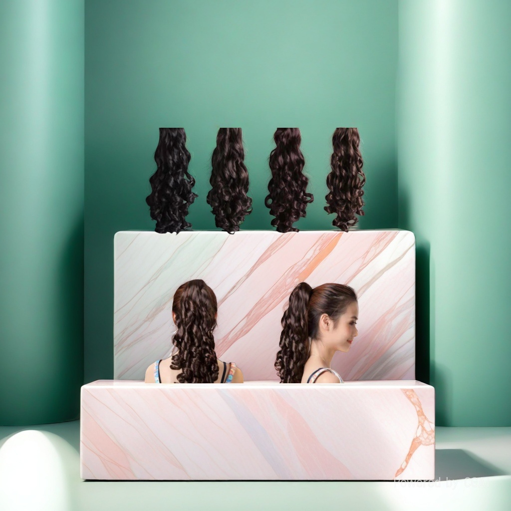 Christmas wig, curly hair, ponytail extension, realistic and natural drape Application Scenario