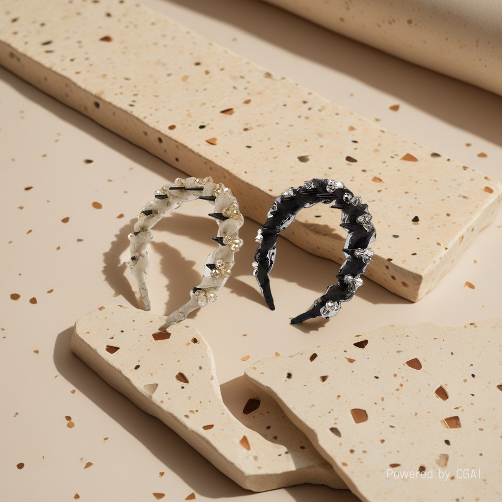 The two-color elegant pearl headband is a Hanfu headwear with a toothed design and delicate craftsmanship, creating an atmosphere details Picture