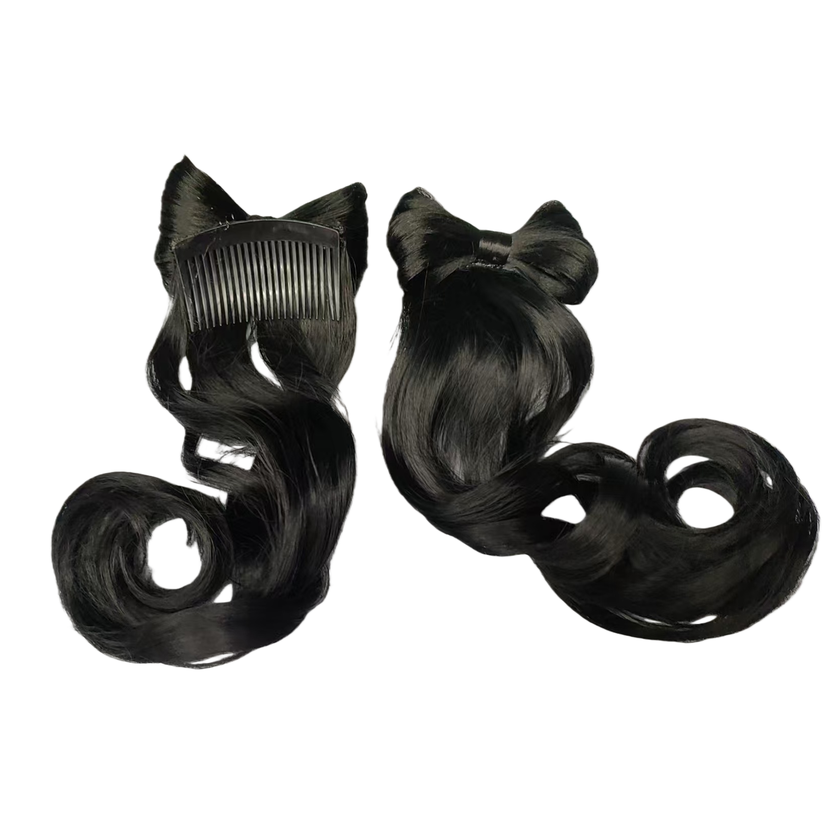 Black long straight real hair wig pieces for hair extension, suitable for men, domestic genuine products Item Picture