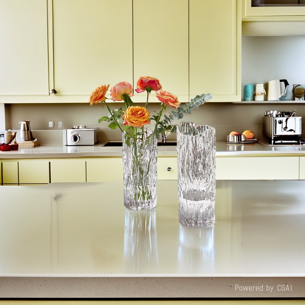 Nordic minimalist original color tree-patterned glass vase, living room dining table, dried flower arrangement, flower vases, home decoration glass products, glass products, glass vases, glass products Application Scenario