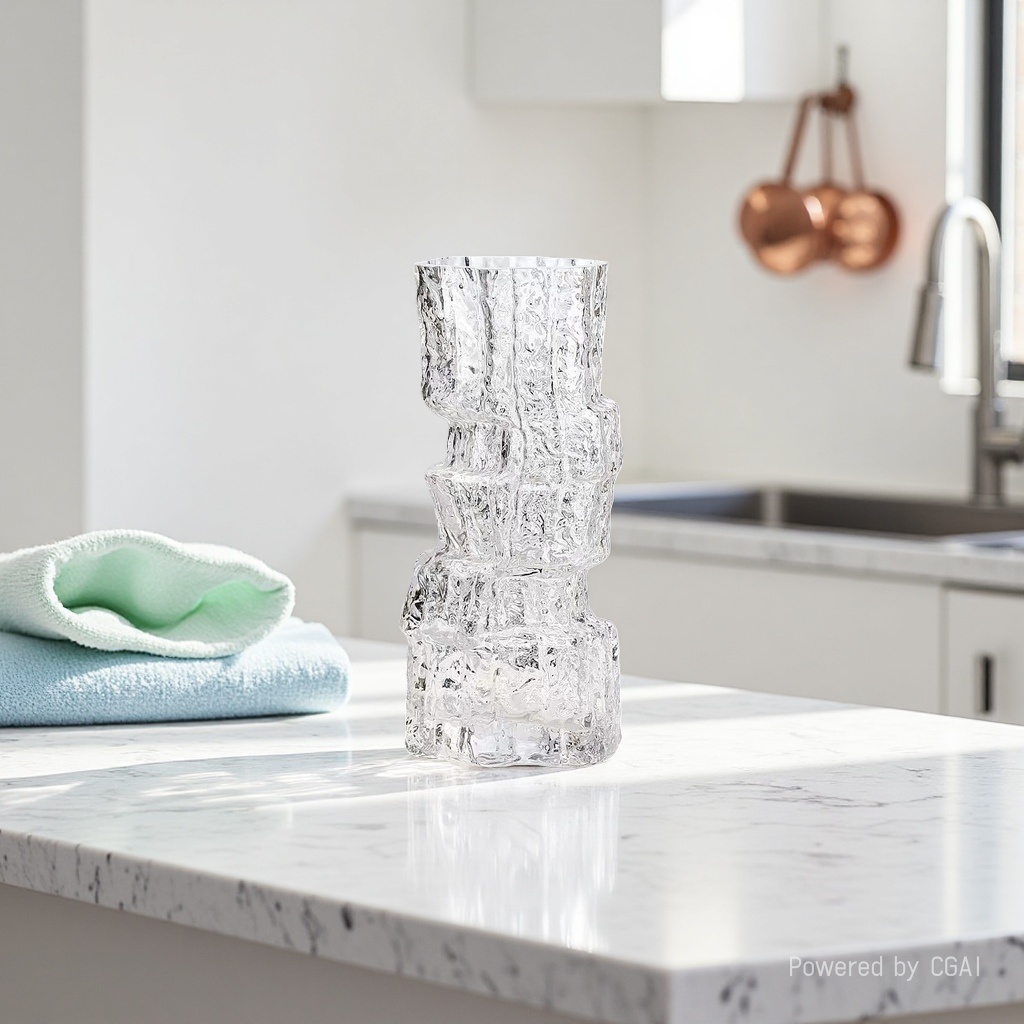 Nordic minimalist original color tree-patterned glass vase, living room dining table, dried flower arrangement, flower vases, home decoration glassware, glassware, glass vase, glass crystal glass Specification image