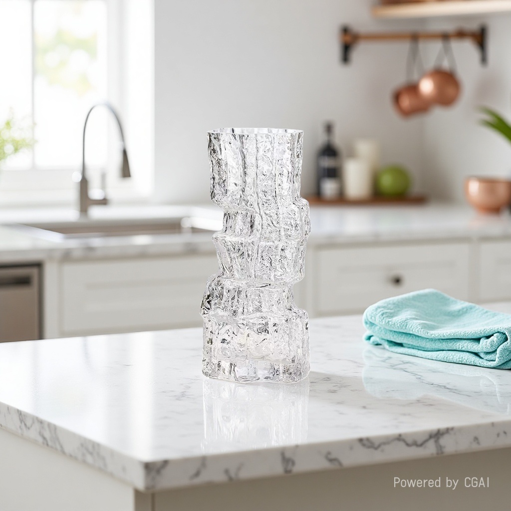 Nordic minimalist original color tree-patterned glass vase, living room dining table, dried flower arrangement, flower vases, home decoration glassware, glassware, glass vase, glass crystal glass details Picture