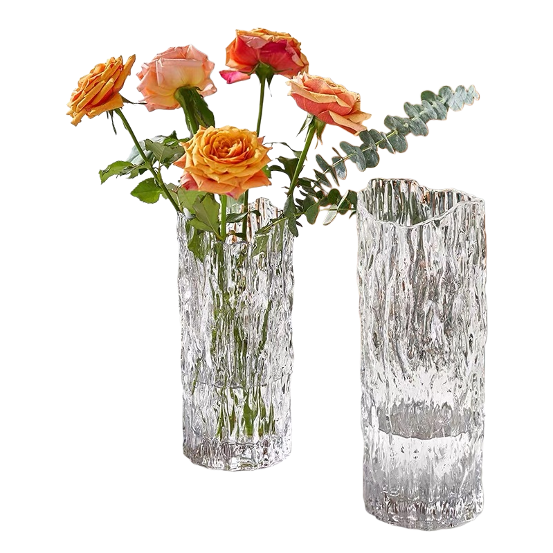 Nordic minimalist original color tree-patterned glass vase, living room dining table, dried flower arrangement, flower vases, home decoration glass products, glass products, glass vases, glass products Item Picture