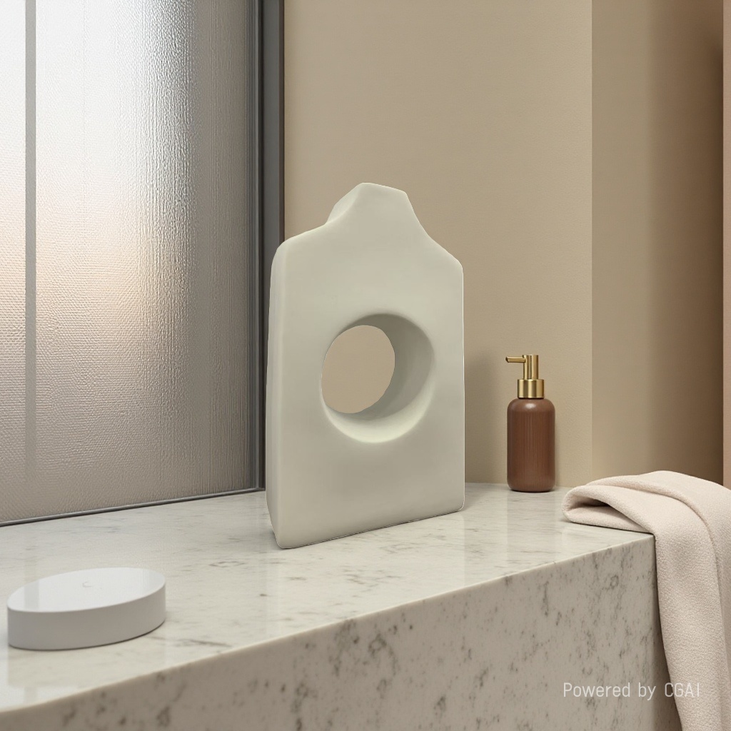 2026 New creative ceramic round and square large plain white ceramic vase, decorative vase, round and square vase design, hotel living room and bedroom decoration vase, creative vase, ceramic vase, creative vase