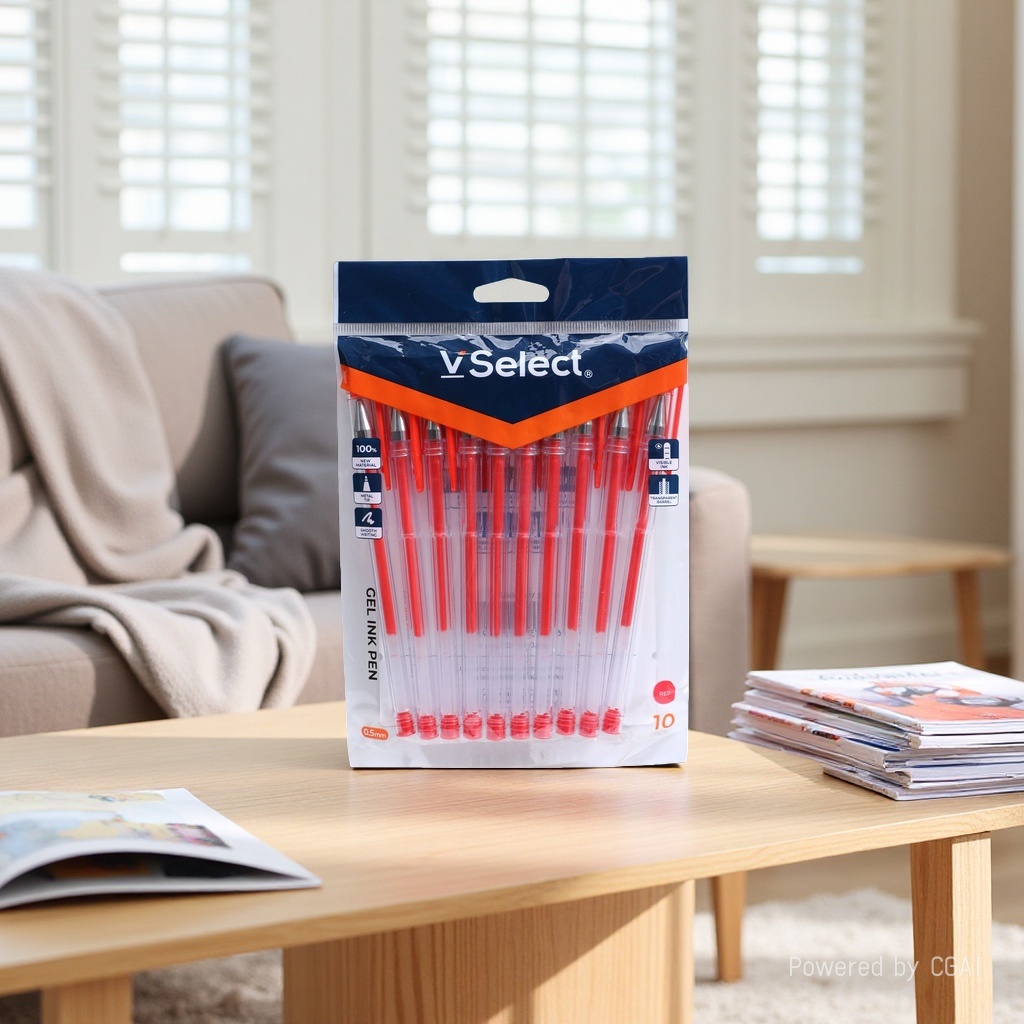 Red 0.5mm gel pens, 10 pieces per bag, exclusively for export. Minimum order quantity: one box