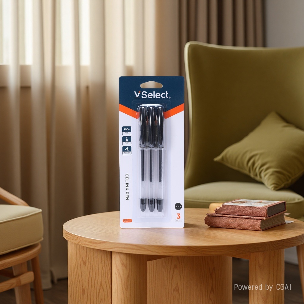 Black 0.7mm gel pens, 3 pieces per card, exclusively for export. Minimum order quantity: one box Specification image