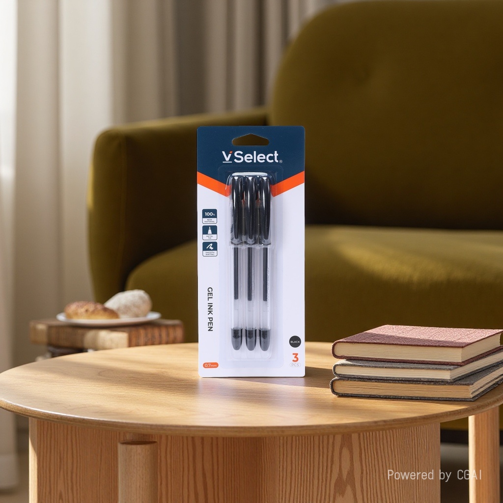 Black 0.7mm gel pens, 3 pieces per card, exclusively for export. Minimum order quantity: one box