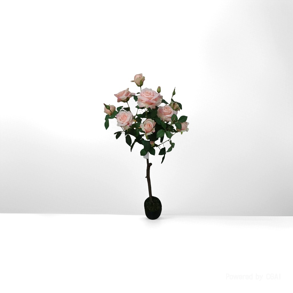 粉色玫瑰仿真盆栽 芦苇仿真花 绿植仿真装饰室内家居