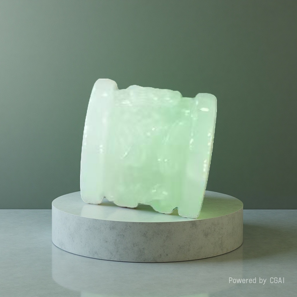 Green jade cylindrical finger ring, a national trend jade jewelry