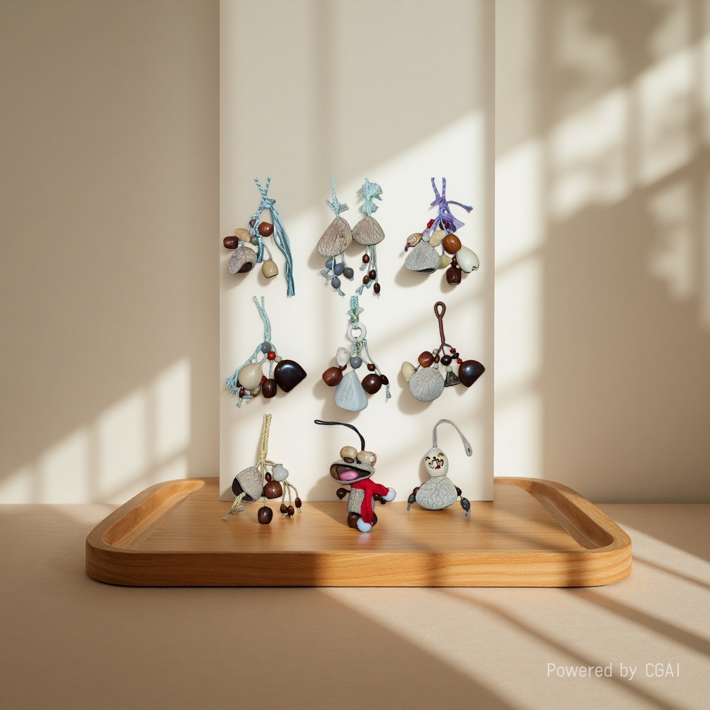 Hand-woven nut shell bead pendant, a folk handicraft decorative item Application Scenario