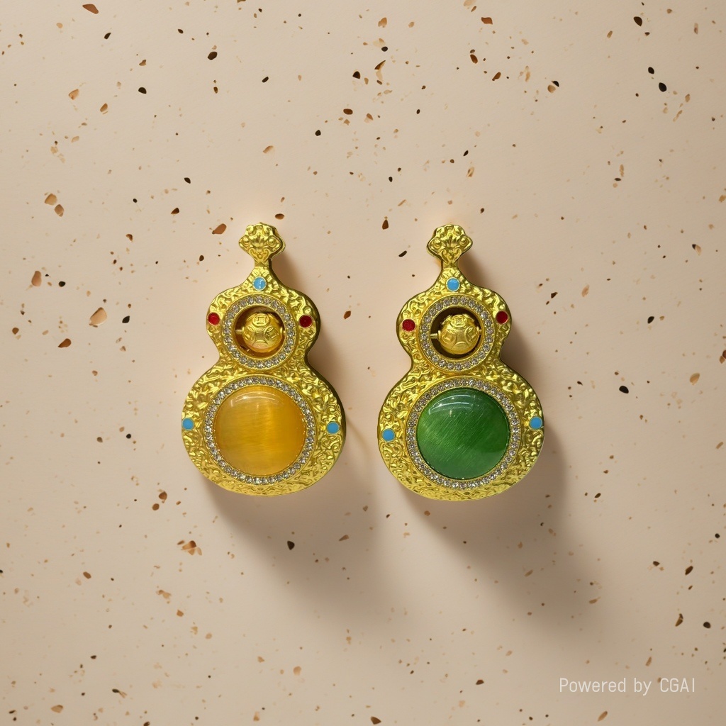Golden gourd-shaped pendant, fruit shell electroplated dot diamond jewelry pendant, golden bracelet and couple ring 999 Application Scenario