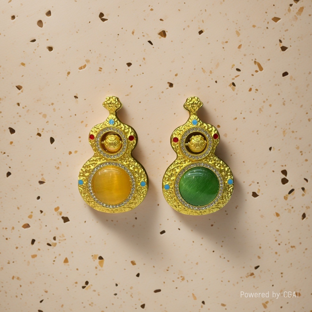 Golden gourd-shaped pendant, fruit shell electroplated dot diamond jewelry pendant, golden bracelet and couple ring 999 Specification image