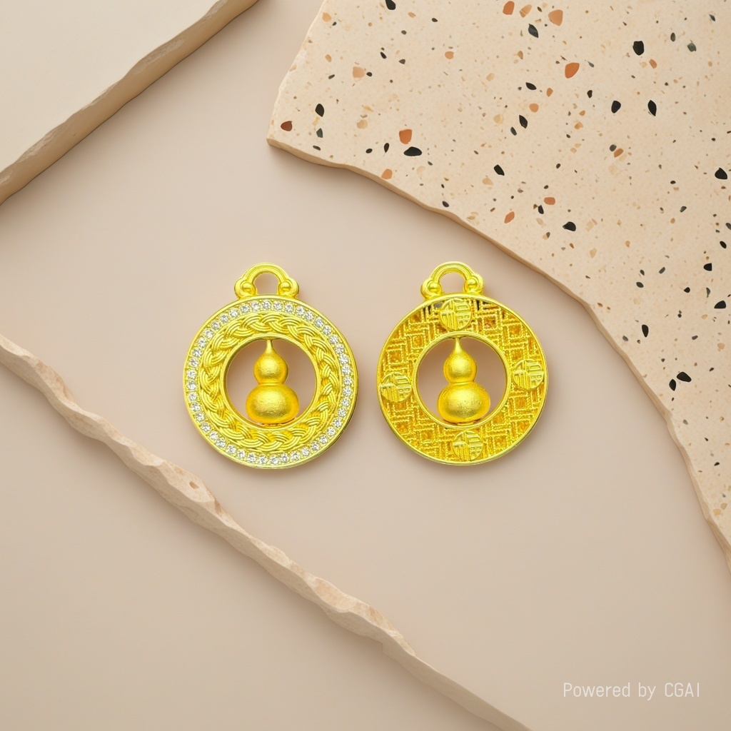 Golden copper gourd pendant, ornamental gourd sachet, health gourd ornament Specification image