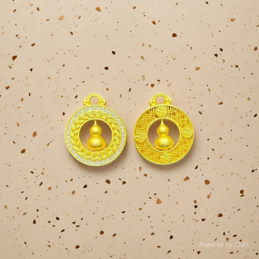 Golden copper gourd pendant, ornamental gourd sachet, health gourd ornament