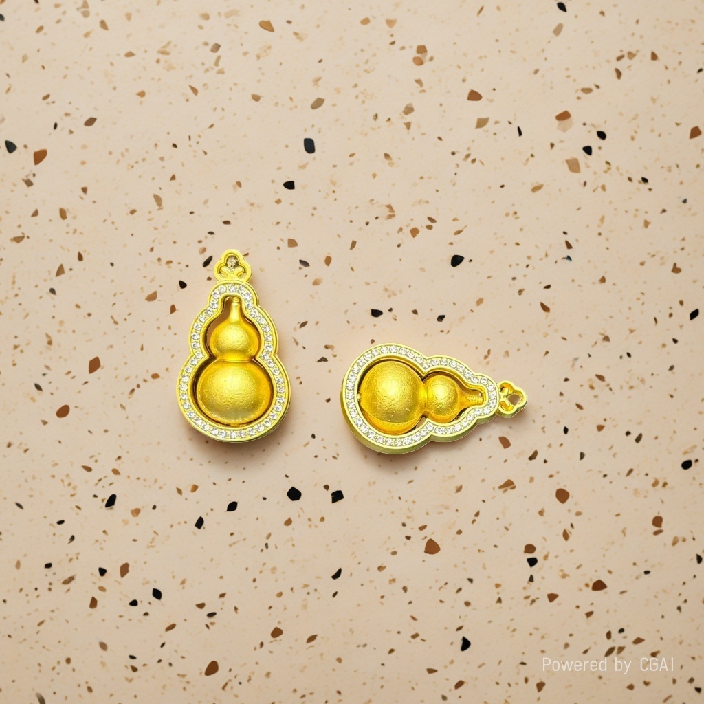 Golden gourd pendant with electroplated real gold fruit shell design and dotted diamond jewelry, an excellent gift