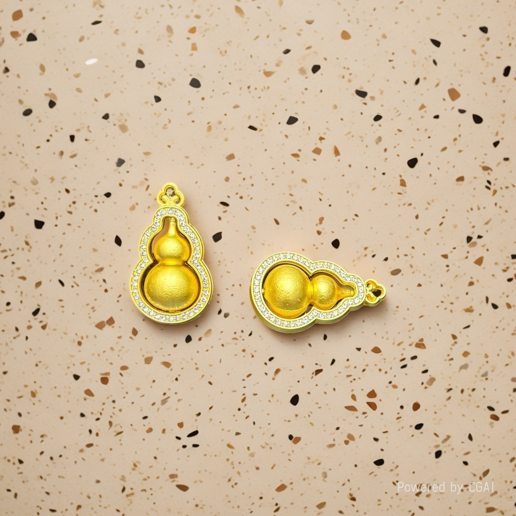 Golden gourd pendant with electroplated real gold fruit shell design and dotted diamond jewelry, an excellent gift Application Scenario