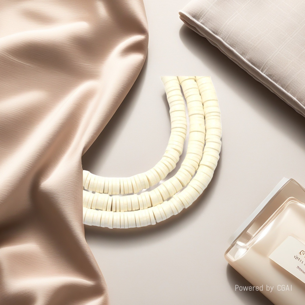 A handcrafted Muslim bracelet of traditional Chinese medicine crystal with beige cylindrical beads Application Scenario