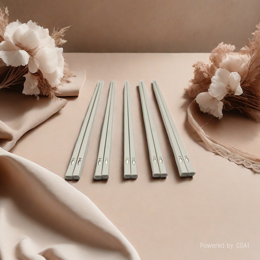 不锈钢筷子 白色鱼形图案 鸡翅木密胺儿童一次性筷子