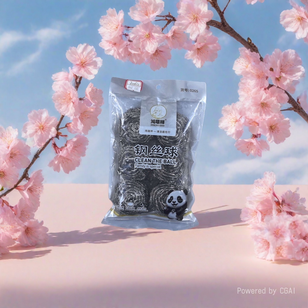 Steel wool balls and matching packaging bags, daily cleaning tool sets Specification image