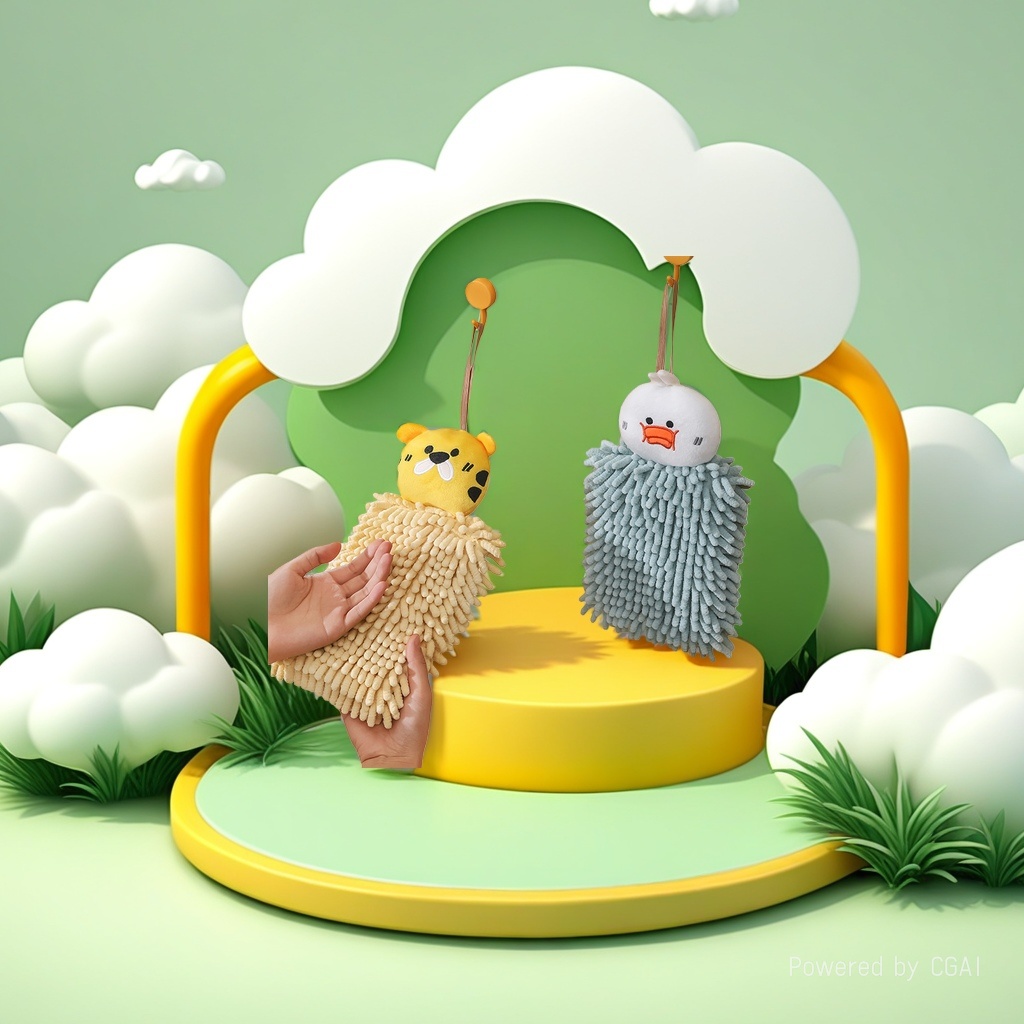 Custom-made pure cotton hand towels in the shape of cartoon swans imported from South Korea details Picture