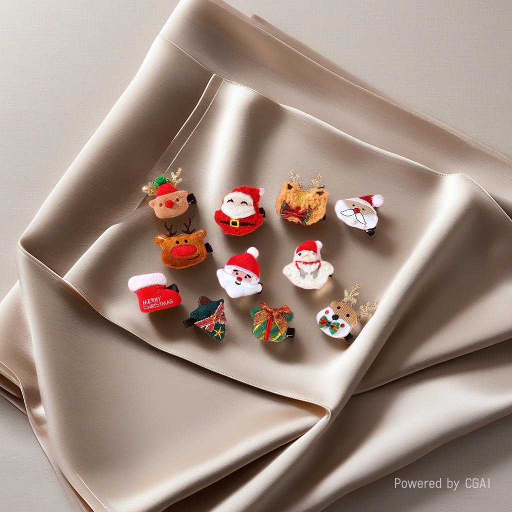 Christmas-themed plush hair clips, pearl scratch-off accessories, fashionable scratch-off hair clips Specification image