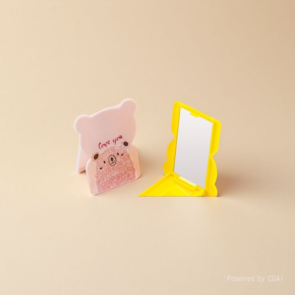 Cartoon mirror comb set bear shape mirror comb herramienta de maquillaje details Picture