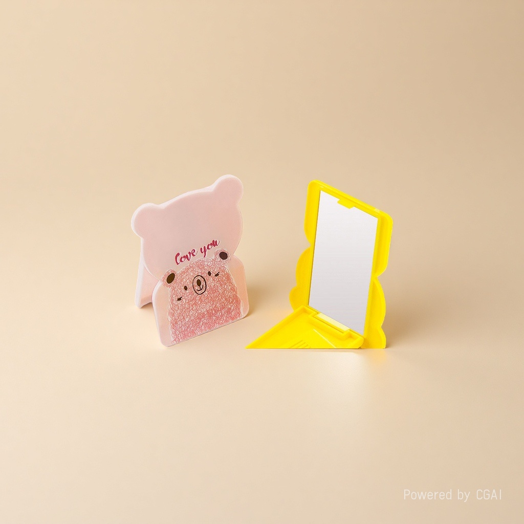 Cartoon mirror comb set bear shape mirror comb herramienta de maquillaje Specification image