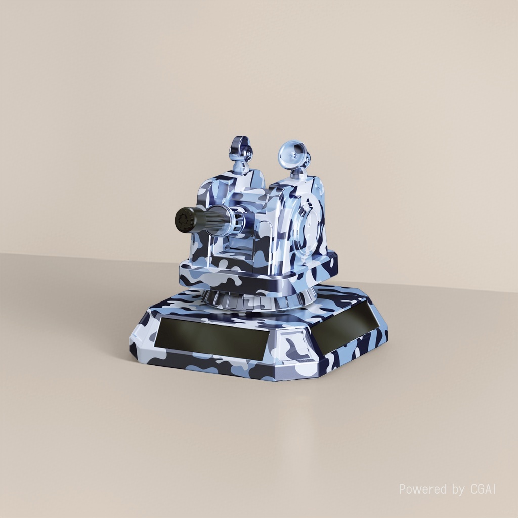 Tank-shaped grey camouflage car solar display piece, car interior hanging display piece, car display piece