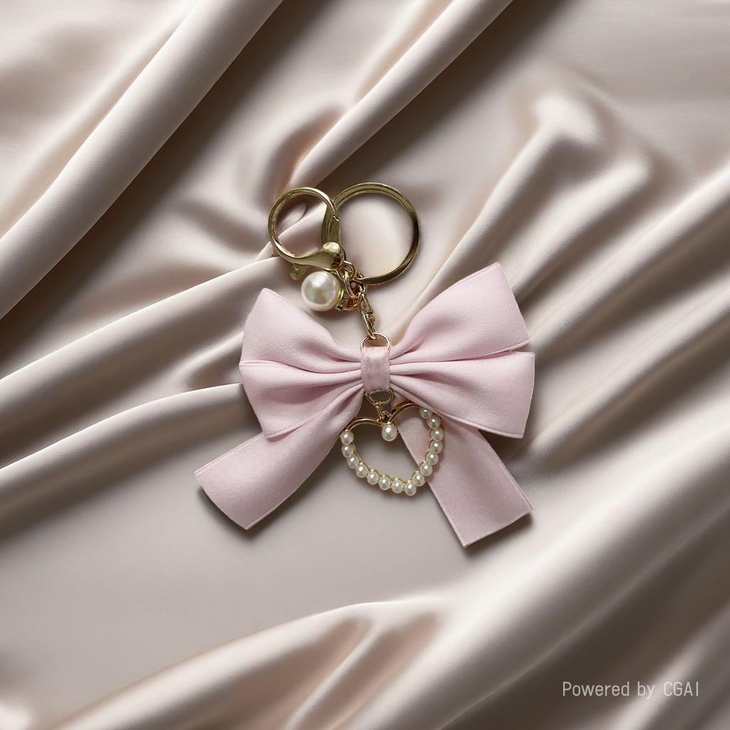 Pink bow acrylic keychain football figurine letter accessories details Picture