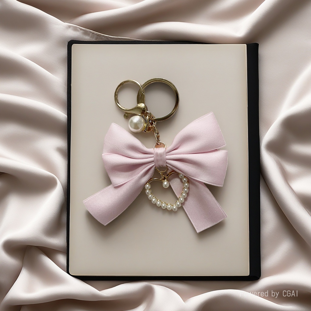 Pink bow acrylic keychain football figurine letter accessories