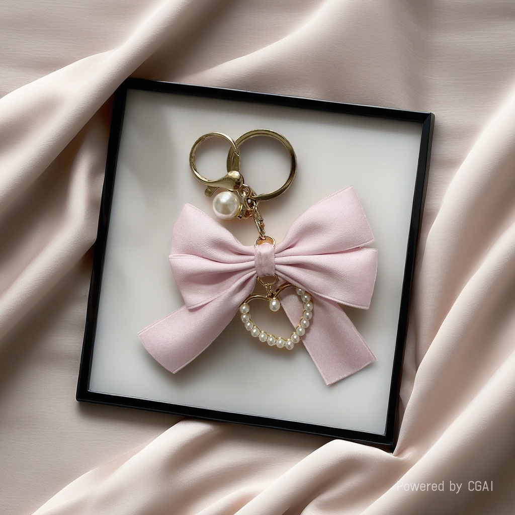 Pink bow acrylic keychain football figurine letter accessories Specification image