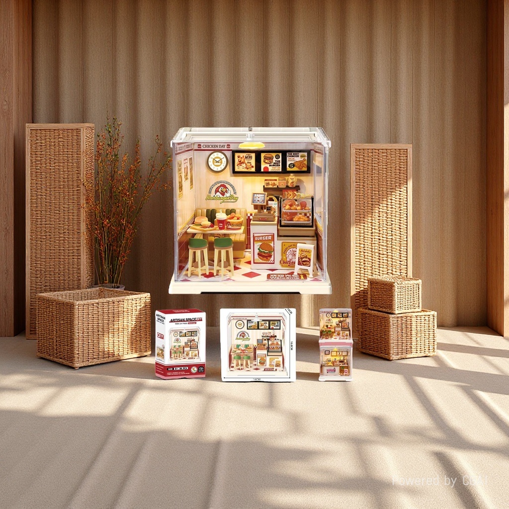 نموذج مطعم Artisan Space Space Bغر المصغر، نموذج Dy Dy Diy Diy Diy Diy Leguo للأطفال Application Scenario