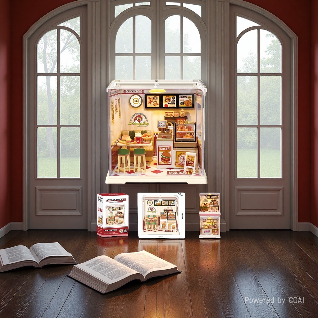 نموذج مطعم Artisan Space Space Bغر المصغر، نموذج Dy Dy Diy Diy Diy Diy Leguo للأطفال Specification image