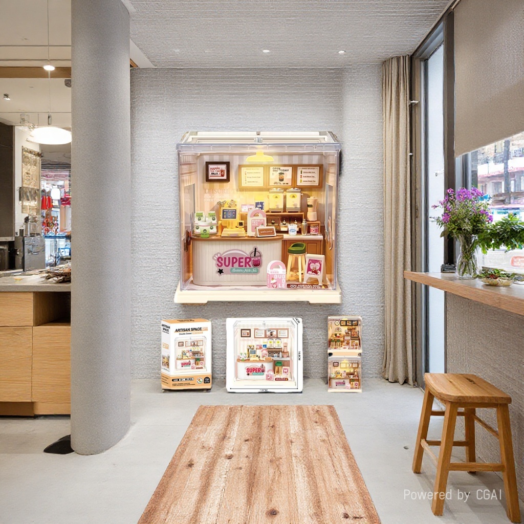 ARTISAN SPACE Milk Tea Shop model DIY Handcrafted Assembly toy Children's Lego-style house Specification image