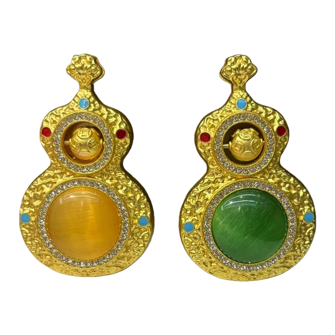 Golden gourd-shaped pendant, fruit shell electroplated dot diamond jewelry pendant, golden bracelet and couple ring 999 Item Picture