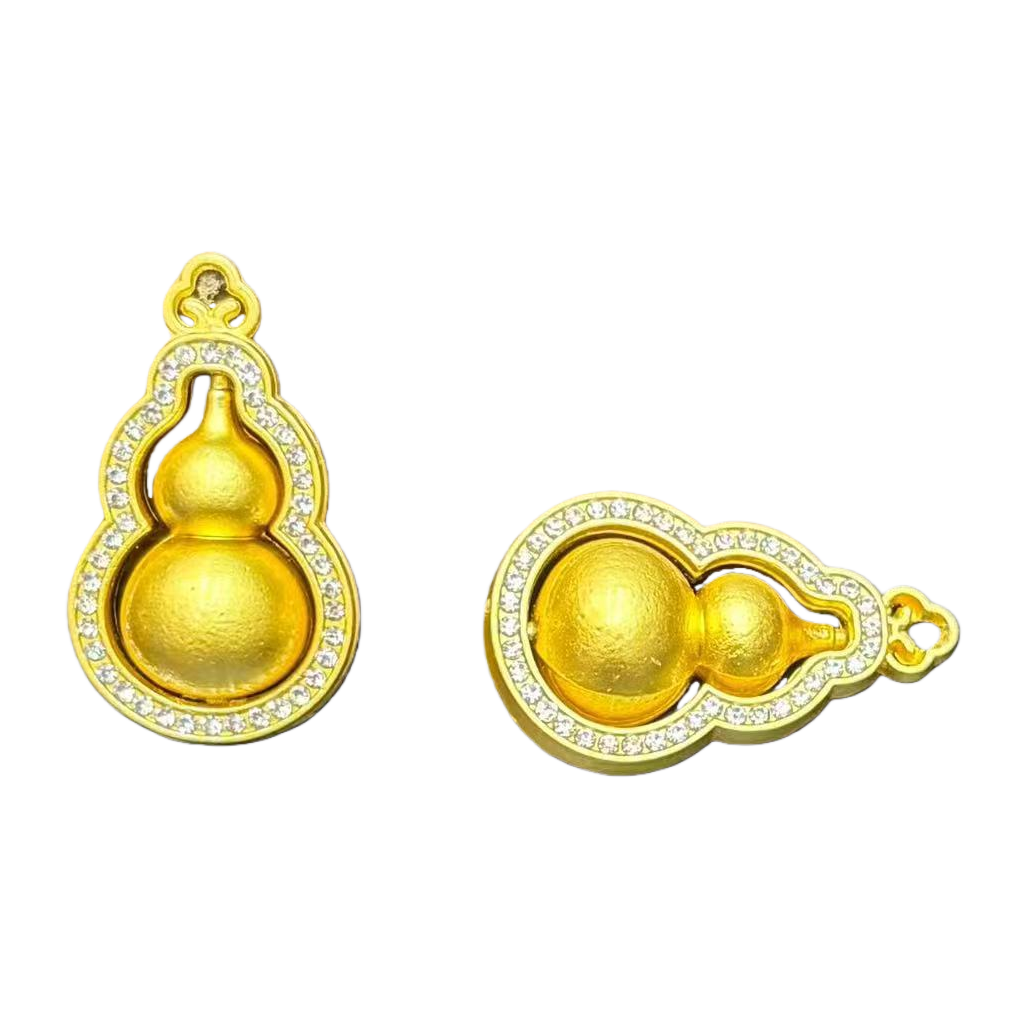 Golden gourd pendant with electroplated real gold fruit shell design and dotted diamond jewelry, an excellent gift Item Picture