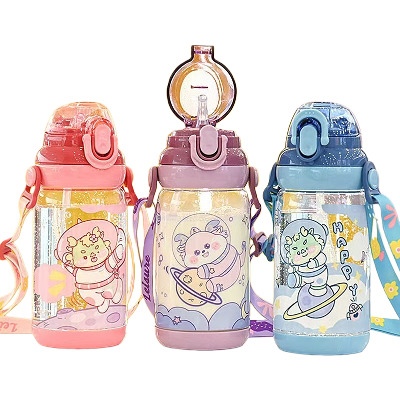 Cartoon-patterned plastic sports water cup, 180ml summer outdoor water cup Item Picture