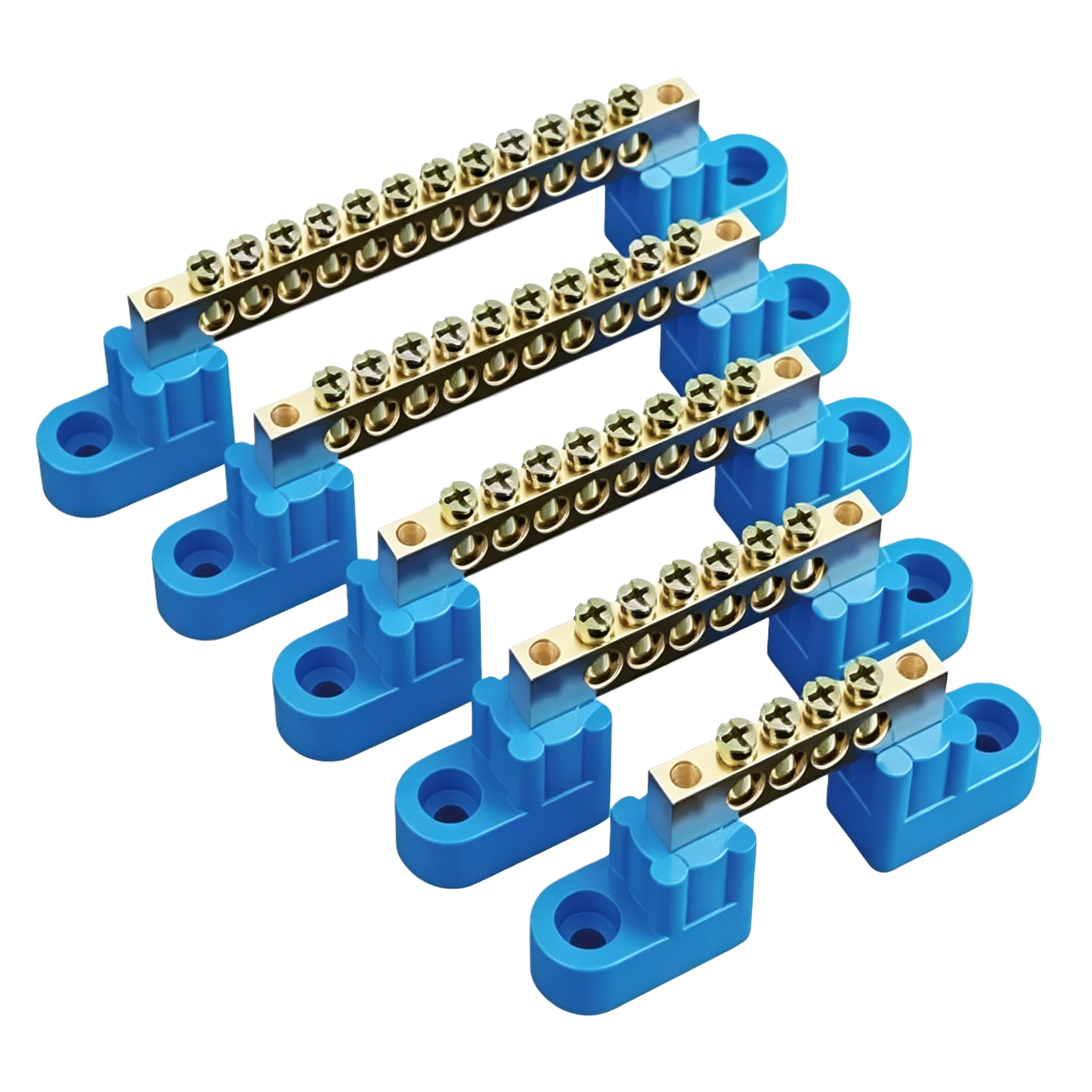 Blue bridge-type neutral wire bar, pure copper distribution box terminal bar, neutral wire connection terminal 6*9, high-power 4-hole and 12-hole ground bar Item Picture