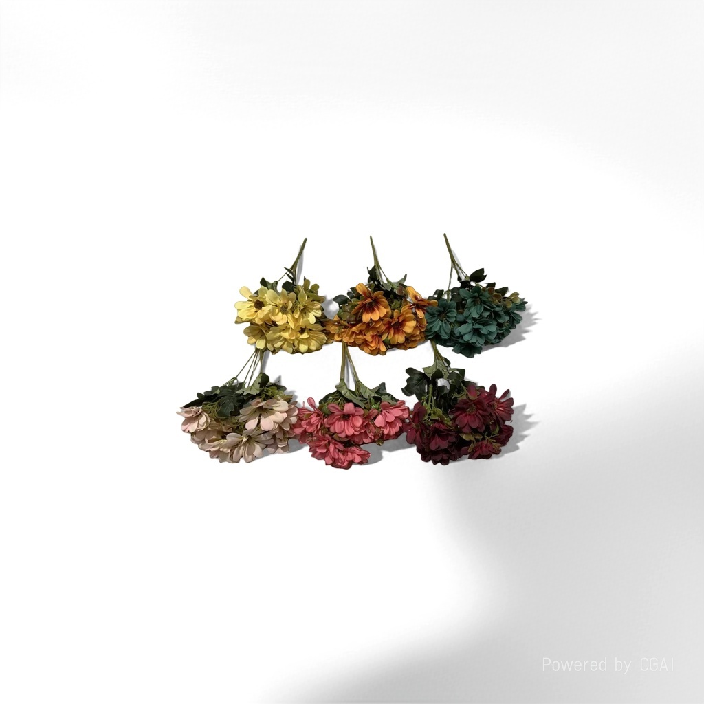 仿真植物彩色人造花束大叶子假花针织花绿植仿真