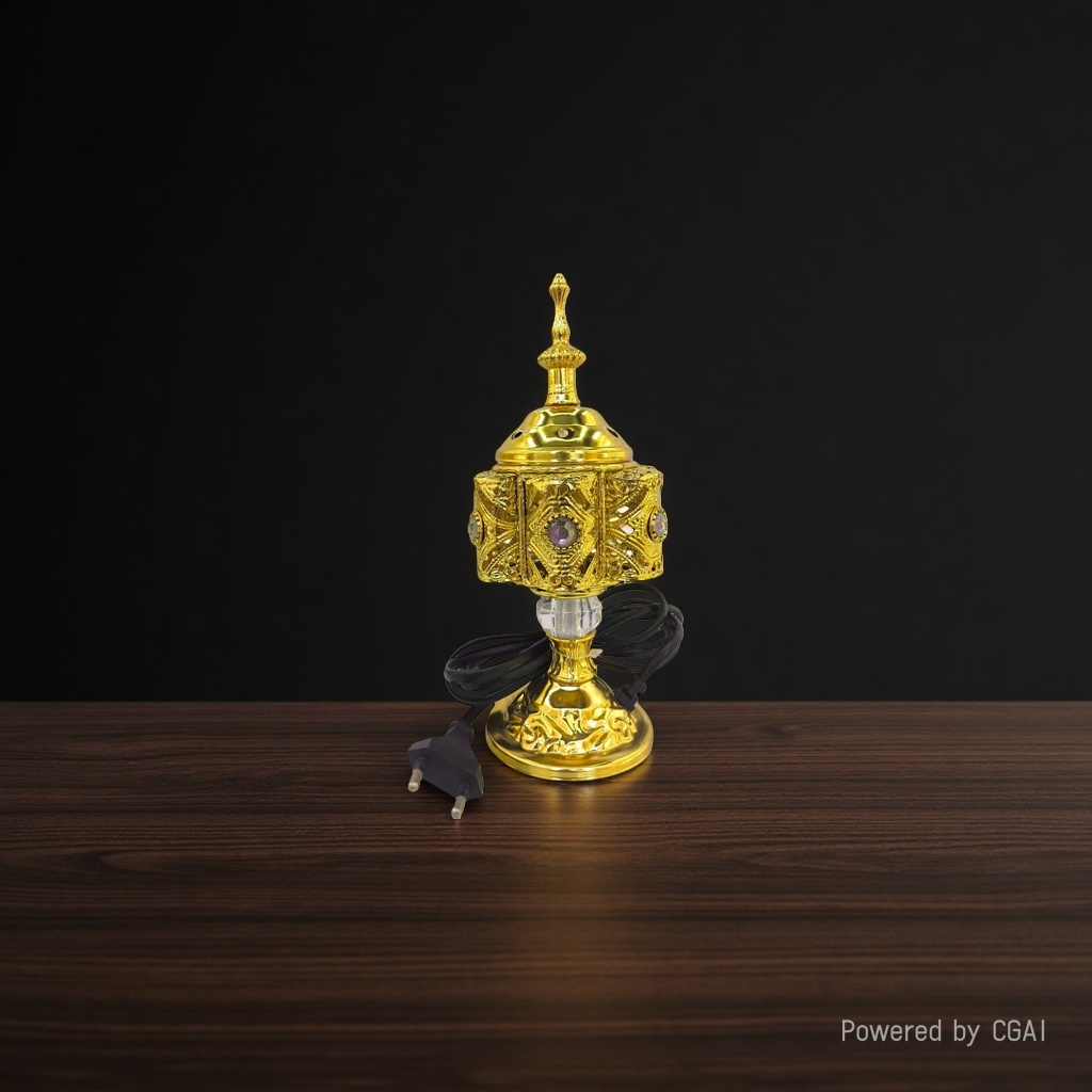 Golden carved purple copper incense burner, incense stick, incense seal, universal Arabic alloy incense burner details Picture