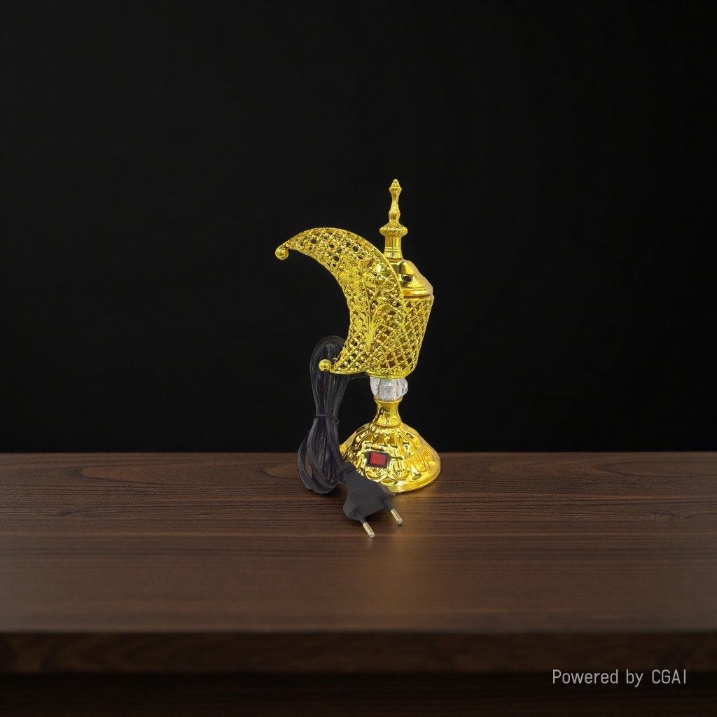 Arab incense burner, golden hollowed-out purple copper incense burner with green sapphire decoration, black power incense stick, engraved incense stick Application Scenario
