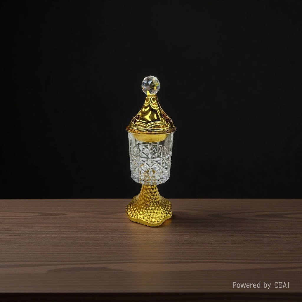 A multi-functional incense burner with a golden base, crystal incense burner, purple copper incense burner, incense seal, incense thread and incense holder details Picture