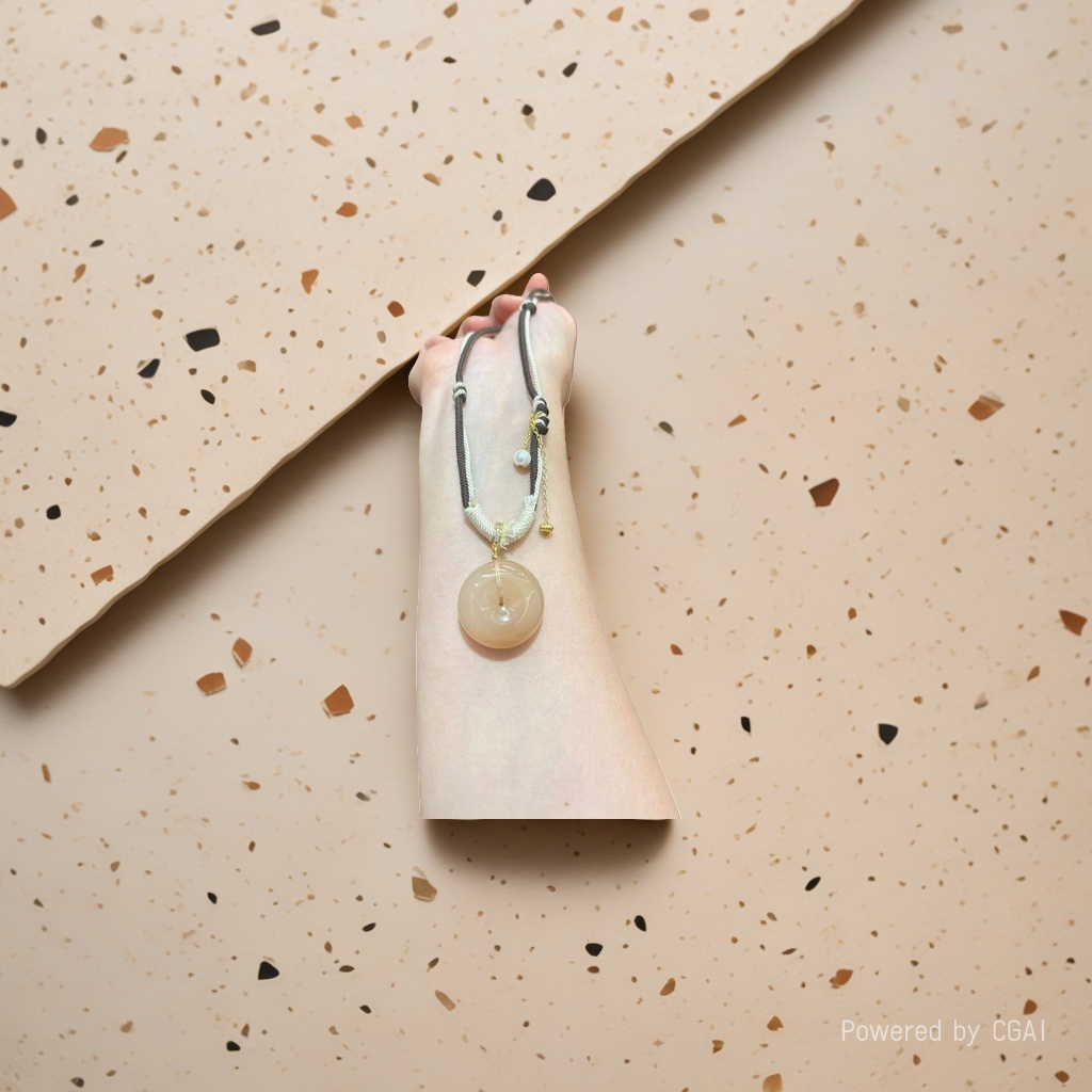 A new beige jade pendant crystal bracelet for hand wear details Picture