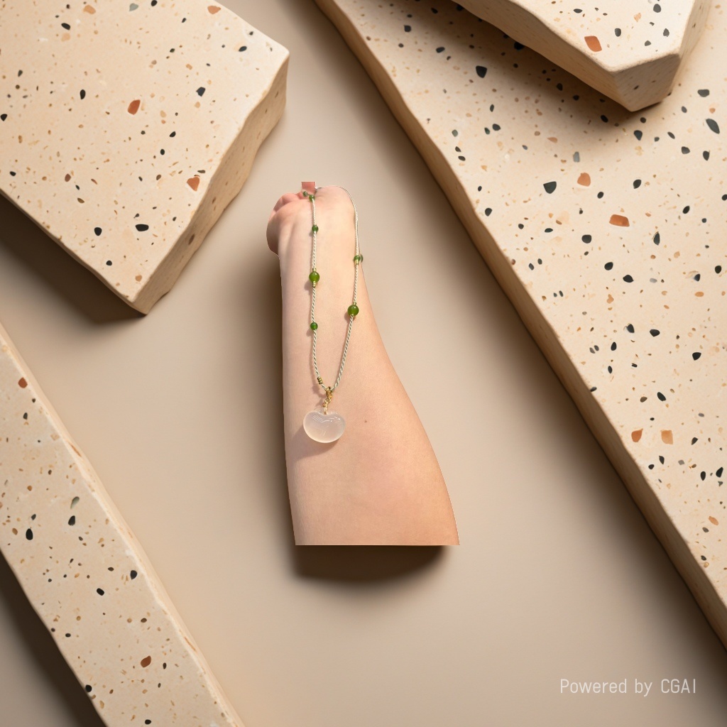 DIY handmade acrylic long and simple women's necklace with silver chain and sand gold gourd pendant Specification image