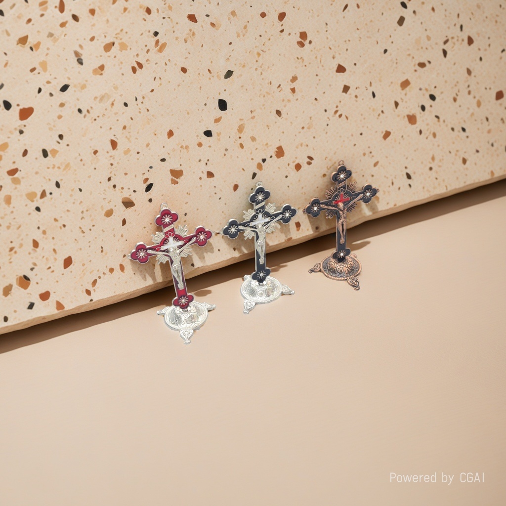 Three decorative cross ornaments, other decorative ornaments, living room, bedroom, desktop, religious style