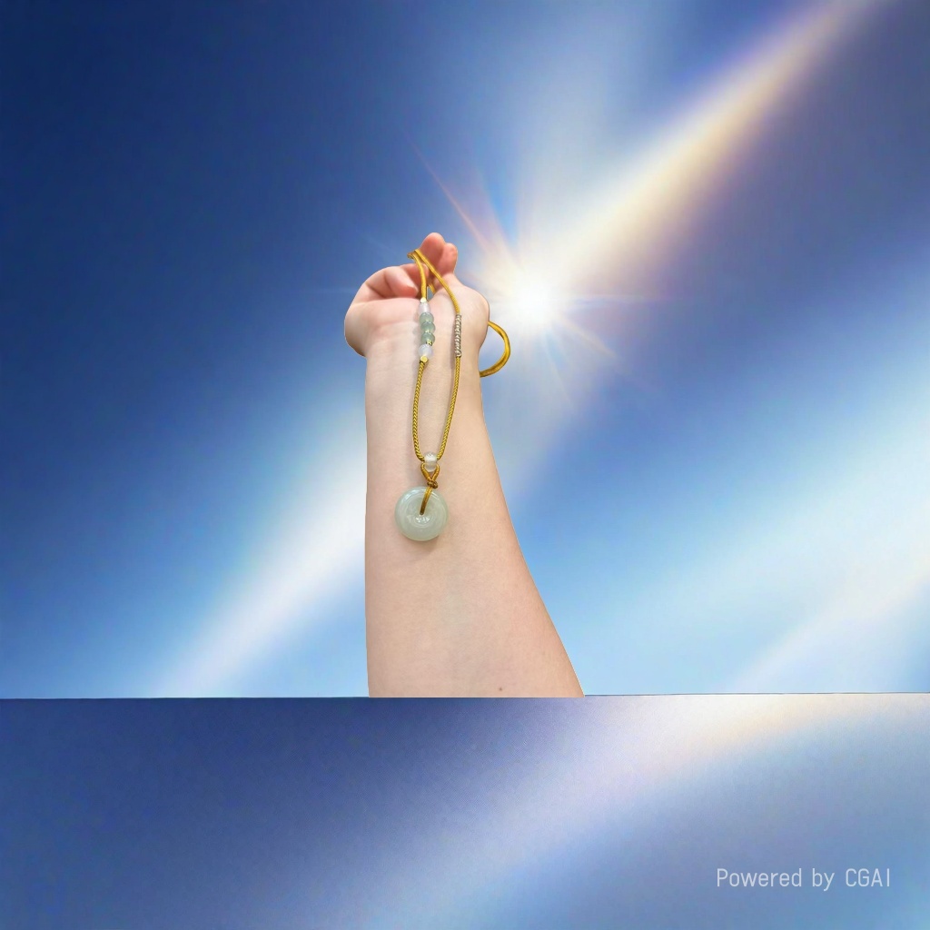 New yellow rope-decorated jade pendant crystal bracelet, 18cm Specification image