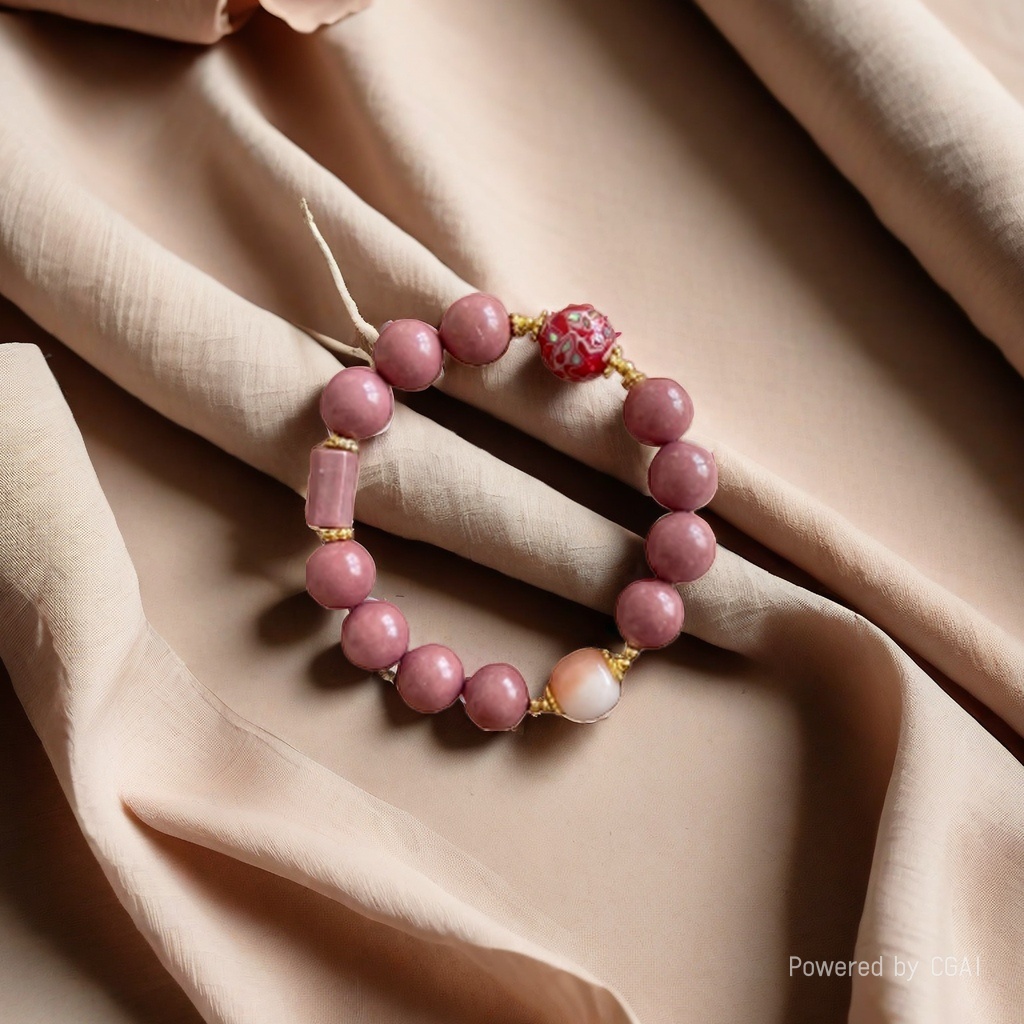 Sugar Tang Tang Barbie Pink 1cm bracelet Lacquer beads, redwood grain round stone columns, inlaid stone twisted flower spacers SC001021 Application Scenario