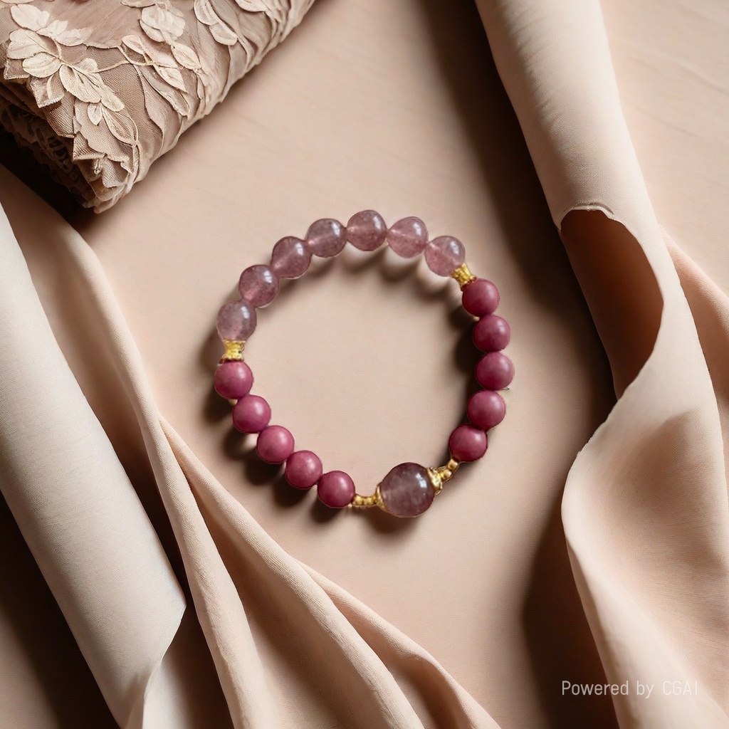 Sugar Tang Tang Barbie Pink 0.8cm bracelet Ancient-style golden waist, copper gold-plated, strawberry crystal SC001020 Specification image