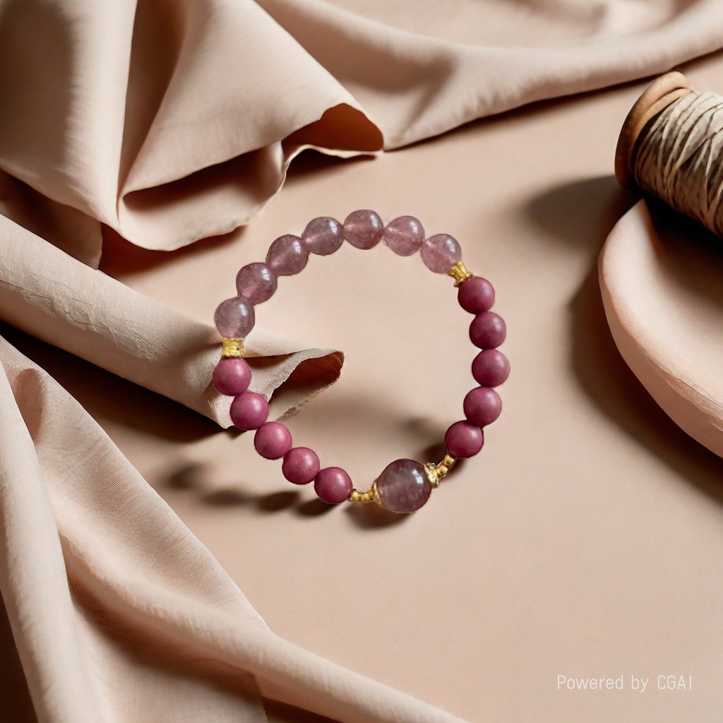 Sugar Tang Tang Barbie Pink 0.8cm bracelet Ancient-style golden waist, copper gold-plated, strawberry crystal SC001020 Application Scenario